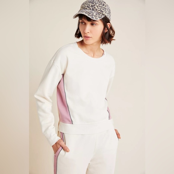 Saturday Sunday Anthropologie Sweatshirt Hockney Colorblock Fleece Athleisure - Picture 1 of 14
